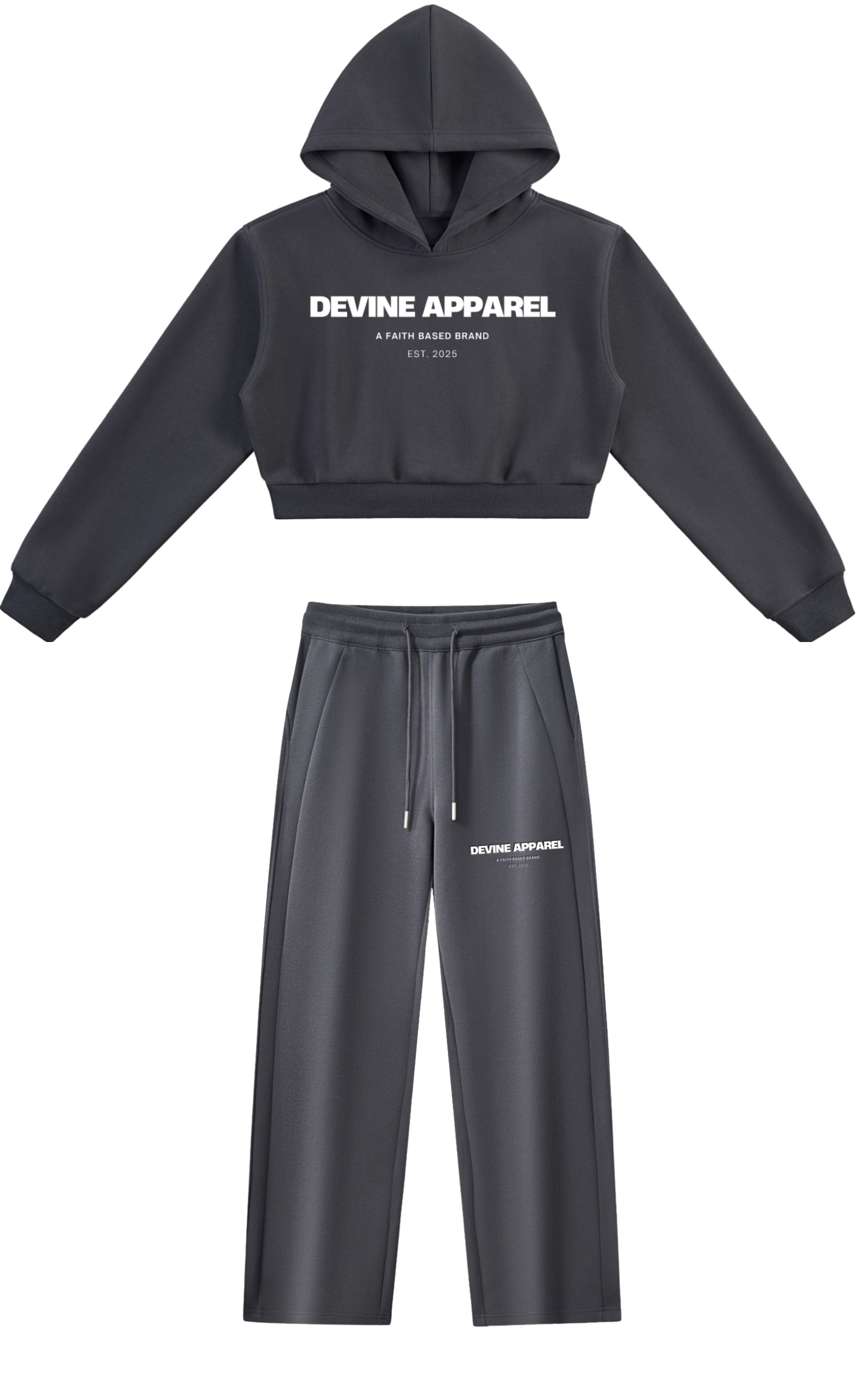 "Devine Apparel" - (Gray) Women's Cropped Hoodie Lounge Set
